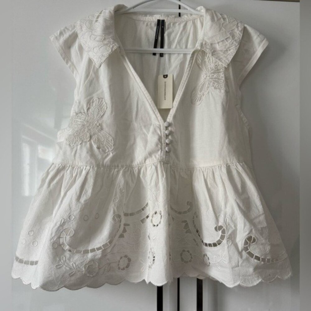 NWT Size XL - Anthropologie Cutwork Babydoll Blouse 100% Cotton (NWT US$ 88) - Picture 8 of 16